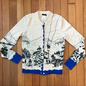 J. Crew  rare merino winter ski themed cardigan